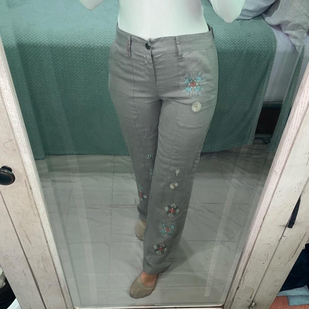 NWT Johnny Was Grey Embroidered Enya Pant